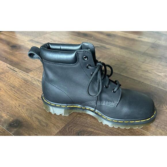 Dr. Martens 11292 Women's Sz 9 Men's Sz 8 Black Leather Lace Up Boots Greasy - Picture 4 of 14